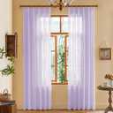 Lavender Sheer Pinch Pleat Curtains 63 Inches Long Light Filtering Short Curtain Panels Soft Touch Pleated Drapes with Adjustable Hooks for Bedroom, Pastel Lilac, 42" W x 63" L, 2 Panels