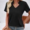 Kistore Womens Summer Tops Short Sleeve V Neck Casual Shirts Beach Vacation Dressy Work Blouses (XL)