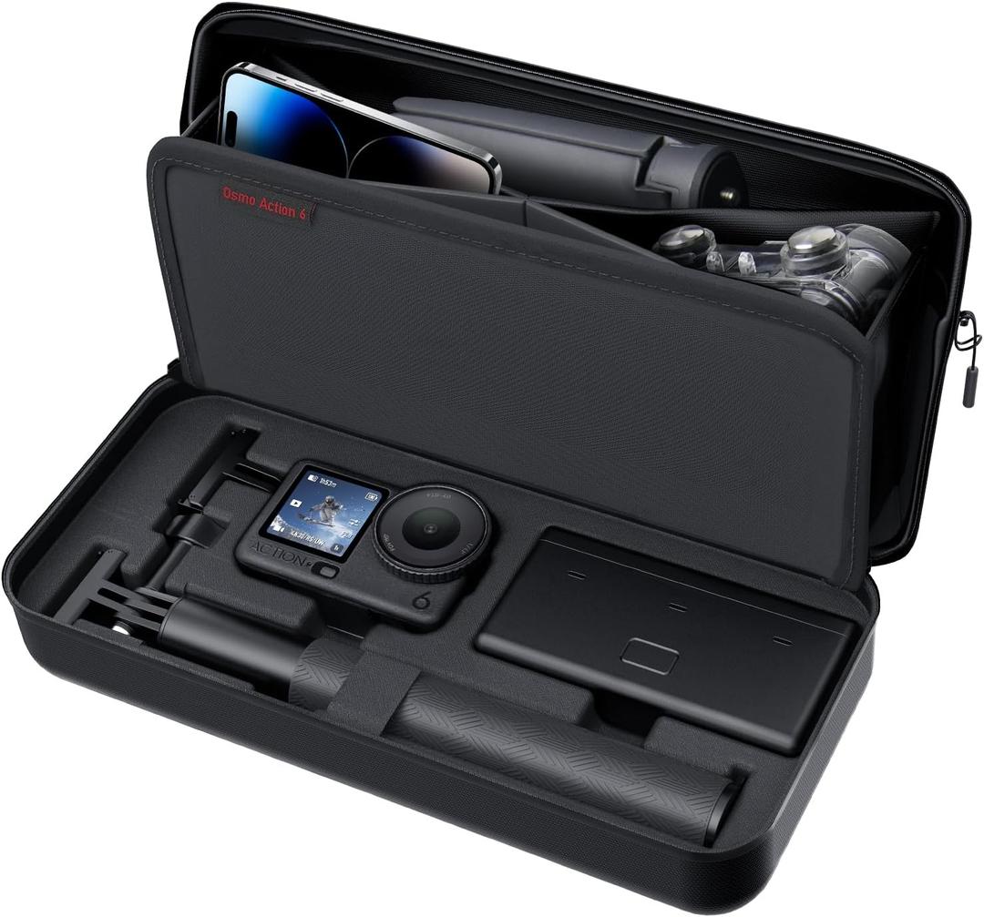 CYNOVA Carrying Case for DJI Osmo Action 6, PU Protective Storage Bag Compatible with Osmo Action 6 Adventure Combo & DJI Osmo Action 6 Accessories, Portable Travel Case