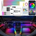 Acrylic LED Lights - Interior Car Ambient Lighting Kits with Dynamic Rainbow Dream Color Chasing, Music Sync (10 in 1(4*29.5+43.3+14.5 inches+4 Footwell Lights))