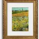 Antique Gold 8x10 Picture Frame, Ornate Embossing Frame with Paper Mat and Real Glass, Fit for 8x10 without Mat or 5x7 with Mat, Tabletop or Wall Mounting Display, Pack of 1