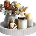 MAONAME Concrete Bathroom Vanity Tray, 11" Modern Gray Round Stone Tray, Small Decorative Trays, Dresser Organizer Trays for Home Decor, Living Room