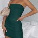 ANRABESS Women 2 Piece Skirt Sets Summer Strapless Crop Top Matching Bodycon Sexy Going Out Mini Club Dress Outfit Clothes (Green)