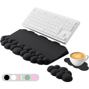 Ergonomic Wrist Rest for Computer Keyboard and Mouse, Cloud Keyboard Stand | Soft Memory Foam Keyboard Riser Holder with Wrist Pad, Easy Typing, Pain Relief, Comfort for Office, Work, Gaming - Black
