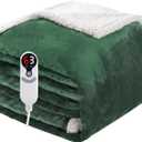 Electric Heated Blanket Full Size 72"x84", Soft Flannel with Overheat Protection, 9 Adjustable Heat Settings & 10-Hour Auto-Off Timer, Fast Heating for Winter Comfort, Dark Green