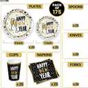 KatchOn, New Years Eve Tableware Set - Serves 25 Guests | Happy New Year Plates and Napkins for New Years Eve Party Supplies 2026 | Nye Tablecloth for Happy New Year Decorations 2026