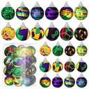 Lenwen 24 Pcs Mardi Gras Ball Ornaments for Tree Mardi Gras Tree Decorations Mardi Gras Fabric Wrapped Ball Sequin Ball for Carnival Party Decor