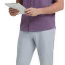 VEBOON Men's Short Sleeve Button Down Shirts Cotton Lightweight Stretch Moisture Wicking Dress Shirt with Pocket (Purple, XXXL)