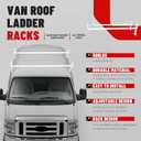 ECOTRIC Van Roof Ladder Rack 47"- 77" Adjustable Roof Rack 500LBS Capacity Compatible with Chevy Dodge Ford GMC Express