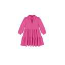 Girls 3/4 Sleeve Flowy Dresses Casual V Neck Texture A Line Layered Sundress for Kids with Pockets Size M, Pink