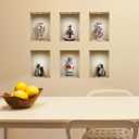 THE NISHA 6 PC Pack Art Magic Pictures Peel and Stick 3D Vinyl Removable Wall Sticker Decals DIY Sticky Backsplash (Lighting Spots), Yoga and Painted Vases 6105