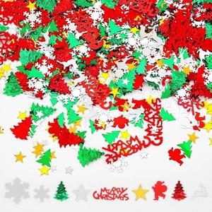 JXITON 4800pcs Christmas Confetti,Xmas Table Confetti Snowflake Santa Claus Metallic Foil Sequins Glitter Table Scatters for Party Decoration