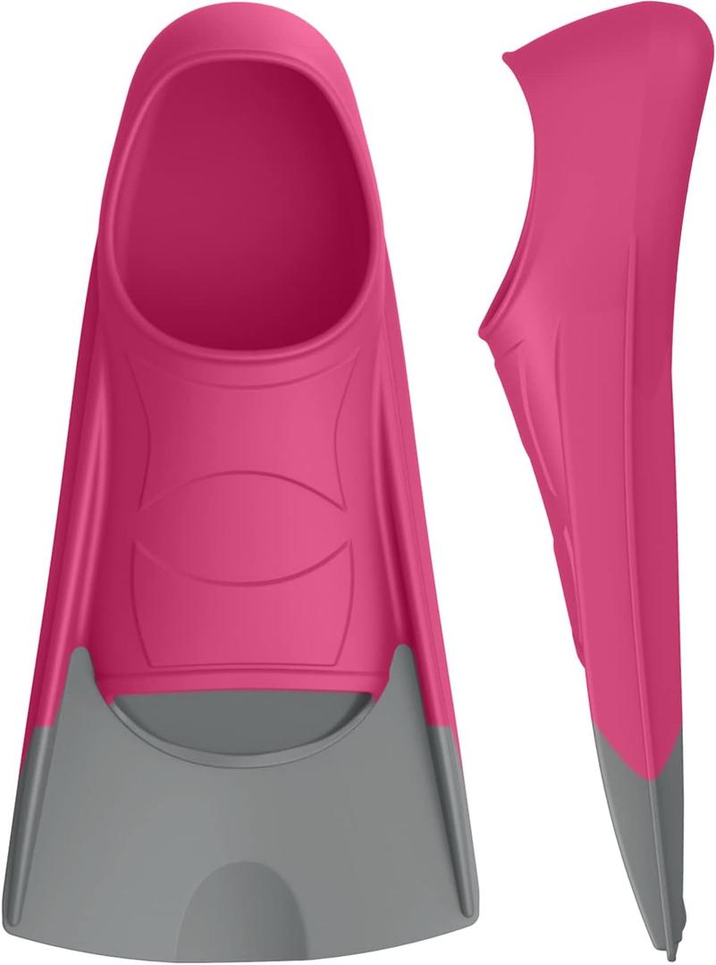 Gintenco Swim Fins, Kids Swim Training Fins for Lap Swimming, Travel Size Flippers with Mesh Bag, Silicone Swimming Fins for Kids Teens Adults Women Men