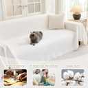 MYSKY HOME Sofa Covers for 2 Cushion Couch L Shaped Couch Cover Washable Couch Cover with Tassels Boho Couch Covers Non Slip Super Universal Soft Sofa Slipcover for Kids, Dogs, Pets, 71"x118", White
