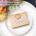 25 Pack Name Cards for Table Setting, Place Cards with Antique Gold Rose Wax Seal Sticker for Wedding, Table Tent Card Stock Handmade Decor for Party, Dinner, Home(Pearlized Champagne Gold)