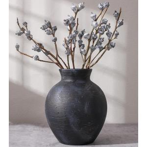 Ceramic Flower Vase Home Decor, 7.4 in Farmhouse Table Vase Retro Vintage Living Room Kitchen Bedroom Decoration Pottery Decorative Vases for Flowers House Shelf Office Desk Dining Entryway, BlackGold