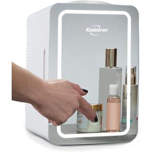 Koolatron Mirrored LED Mini Cooler/Mini Fridge for Cosmetics, Beverages, Food, or Medicines (6 Liters/6.3 Quarts), Small