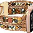 Boho Bracelet Compatible with Apple Watch Band 41mm 40mm 42mm 38mm 49mm 46mm 45mm 44mm Natural Stone Beaded iWatch Band Women Men Apple Watch Strap Ultra Series 11/10/9/8/7/6/5/4/3/2/1/SE 3/Ultra 3 (Brown Beads)