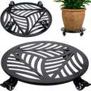 1 Pack 15 inches Extra-Large Metal Plant Caddy with Wheels Heavy-Duty Iron Rolling Plant Stand with Casters Indoor Outdoor Wheeled Plant Roller Base Pot Movers Plant Dolly Coaster Trolley Black