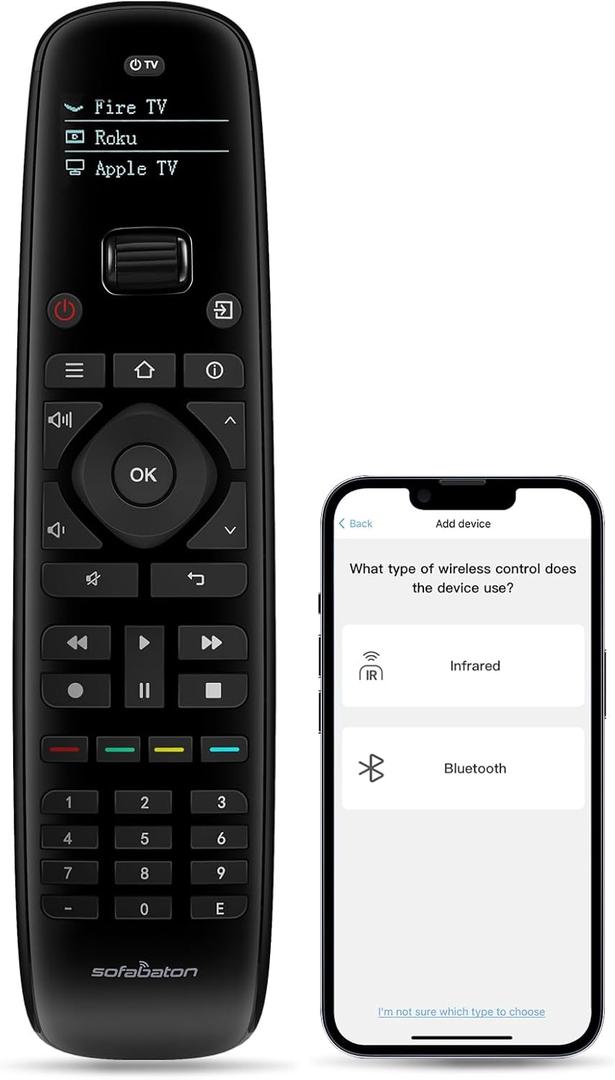 SofaBaton U2 Universal Remote Compatible with TV/DVD/STB/Projector/Blu-ray/Streaming Players, Longer Infrared Signal & Raise to Wake, All-in-One Remote Control with APP & Customizable Macro Button