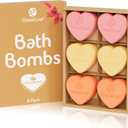 Bath Bombs for Women, Stocking Stuffers, Bath Bombs Fruit Scented Strawberry, Orange, Coconut, 6 x 2 oz