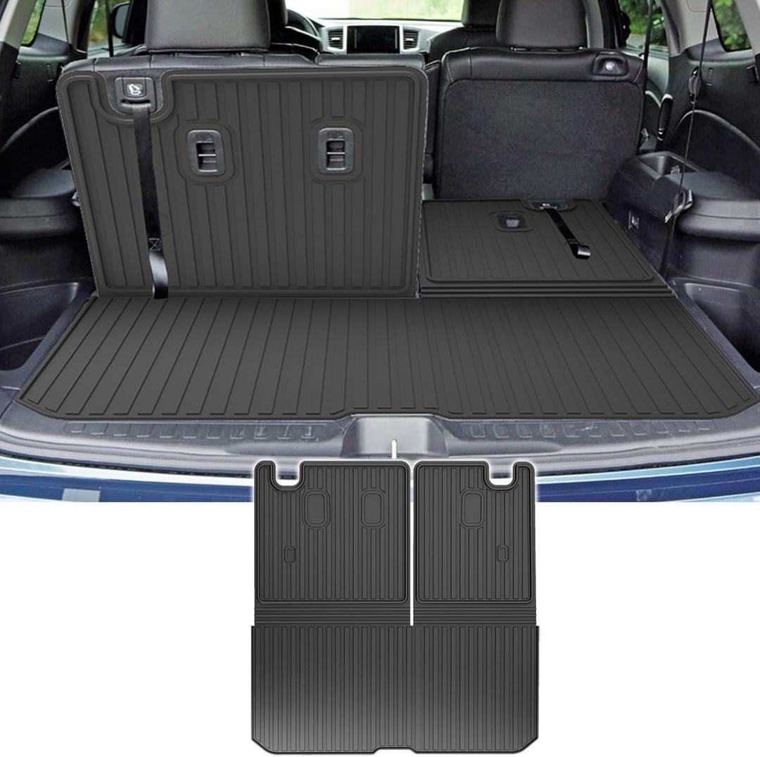 Original Cargo Mat & Backrest Mat Fit for Honda Pilot 2016-2025 2026 (No Elite): All Weather Protection Cargo Liner with Backrest Mat Behind 3rd Row Back Seat Protector