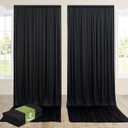 10ftx14ft Black Backdrop Curtain for Wedding Parties, Wrinkle Free Polyester 2 Panels 14 ft Long Photo Backdrop Drapes Back Drop Cloth for Birthday Photography Background Party Backdrop