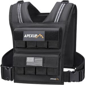 APEXUP Adjustable Weighted Vest Men 20lbs/30lbs/40lbs Weights with Reflective Stripe, Weight Vest Woman Workout Vest for Strength Training Running Walking (Black)