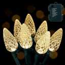 2PC C6 Led Christmas String Lights, 60 Led 20FT Battery Operated Strawberry Lights, Waterproof 8 Lighting Modes Fairy Lights for Indoor Outdoor Patio Garden Party X-mas Decoration(Warm White)