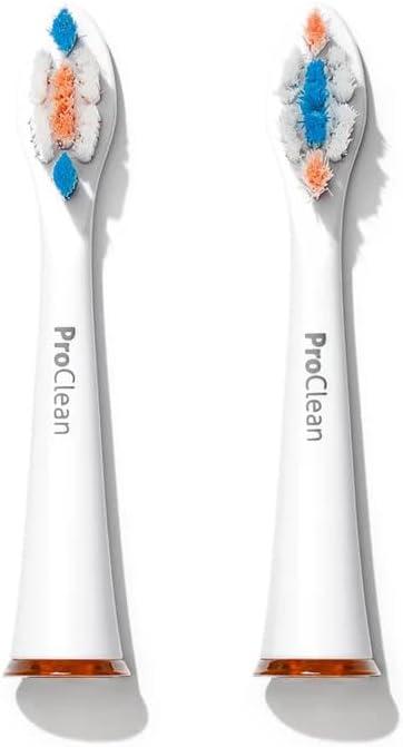 Ollie ProClean Replacement Brush Heads - Smaller Size for Hard-to-Reach Areas, Gentle Bristles, Compatible with Brio SmartClean, Pack of 2, White