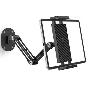 iPad Wall Mount Holder, Heavy Duty Aluminum Tablet Wall Mount, Full Motion Tilt & Swivel Base, Adjustable Foldable for Kitchen, Gym, Fits iPad Pro Air Mini, Galaxy Tab, 4.7-13" Phones & Tablets, Black