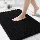 Arotive Luxury Chenille Bathroom Rug Mat, Extra Soft Thick Absorbent Shaggy Bath Rugs, Non-Slip Machine Wash Dry, Plush Bath Mats for Bathroom, Shower and Tub, 24x16, Black