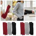 VALICLUD 3 Pairs Cotton Blend Fingerless Gloves Arm Warmers with Thumb Hole for Women Lightweight Stretchy Long Winter Mittens for Transitional Weather