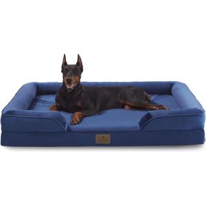 Bedfolks Orthopedic Dog Bed XXL, Waterproof Dog Sofa Bed for Giant Dogs, Egg Foam Pet Couch Bed with Removable Washable Cover and Nonslip Bottom, Navy Blue