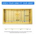 POPFLY 304 Stainless Steel Gold Kitchen Sink Grid Protector, 28-3/8" × 14-3/16" Sink Bottom Grate with Rear Drain for Single Bowl Kitchen Sinks, Scratch & Noise Protection, PF602915UWG-G126