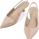 JENN ARDOR Slingback Heels for Women Low Heels Dress Shoes Kitten Pumps Dressy Heeled Sandals Wide Width Fashion Casual Shoes, Size 8