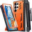 FNTCASE for Samsung Galaxy S25-Ultra Case: Military Grade Rugged Cell Phone Cover with Kickstand & Belt Clip Holster | Shockproof TPU Protection Bumper Design for S25 Ultra Cases 6.9 inch(Orange)
