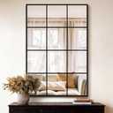 Window Pane Wall Mirror, 36"x24" Wall Mounted Window Mirror for Living Room, Bedroom, Entryway, Dining Room, Home Wall Decor