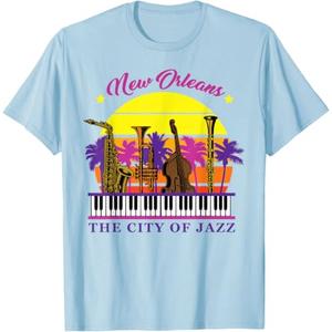 New Orleans The City Of Jazz Jazz Music Festival Love T-Shirt (Blue, XS)