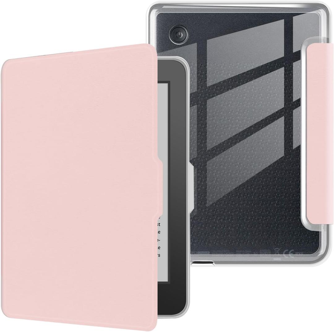 Case for 6" Kobo Clara Colour 2024 Released, Ultra Clear Soft Flexible Transparent TPU Back Cover with Auto Sleep/Wake for Kobo Clara Colour, Pink