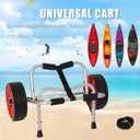 Kayak Cart with 10" Flat-Free Wide Wheels, 230 lb Heavy Duty Kayak Dolly Carrier, Foldable Aluminum Canoe Trolley with Tie Down Strap, Padded Bunk Support for Kayaks Canoes Paddle Boards