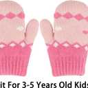 Kids-Warm-Knit Mittens - Girls-Winter Outdoor-Thickened Cold-Weather Wool Toddlers Ski Gloves For 3-5 Years