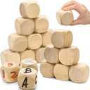 ZEAYEA 20 Pcs Blank Wooden Dice, 2 inch Unfinished Square Blocks, Blank 6 Sided Wood Cubes with Rounded Corners for Building Blocks, DIY Craft Projects, Party Supplies