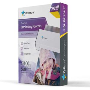 Optiazure Thermal Laminating Pouches 9"x11.5" Inches, 5mil 100Pack, Clear, Letter Size