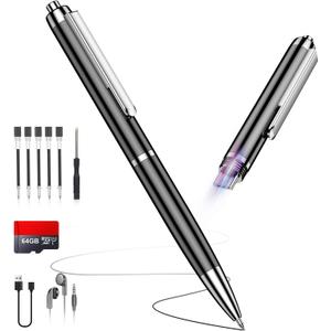 64GB Voice Recorder w/Type-C, Voice Activated Recorder with AI-Intelligent Noise Reduction, Audio Recording Device 90 Days Storage Capacity for Lectures Meeting, Class, Work, Interviews
