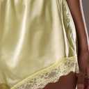 Women Satin Pajama Bottoms Lace Trim Silk Lounge Shorts Low Elastic Waist Panties French Knickers Slip Boxer Shorts (Small)