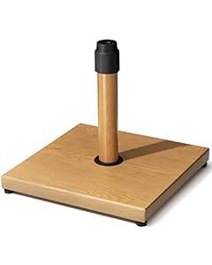 JOINHOM 45lbs Patio Umbrella Base - Heavy Duty Outdoor Patio Market Umbrella Stand for Deck, Poolside, Balcony, Wind-Resistant Design, Decorative Wood Pattern
