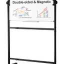 VEVOR Rolling Magnetic Whiteboard, Double-Sided Mobile Whiteboard 36x24 Inches, 360° Reversible Adjustable Height Dry Erase Board with Wheels & Movable Tray for Office, School