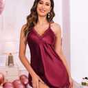 Avidlove Women Lingerie Satin Lace Chemise Nightgown Sexy Full Slips Sleepwear S-4XL