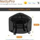 NettyPro Fire Pit Cover Round Waterproof Outdoor Firepit Cover for Gas Propane Fire Pit Table, 44 x 20 inch, Black
